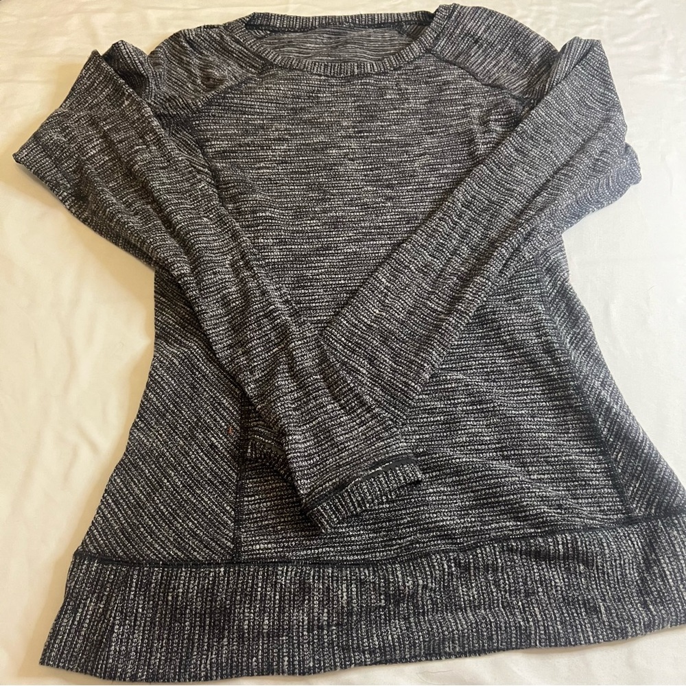 Lululemon Race Your Pace‎ Long Sleeve Top Coco Pique Black Size 8